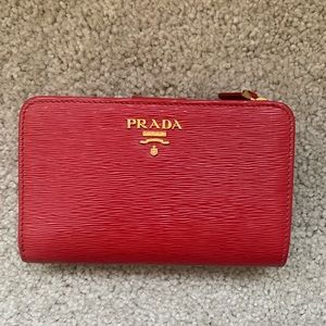 Prada Compact Wallet in Red EPI Leather